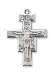 Sterling Silver San Damiano Crucifix Necklace With 20 Inch Rhodium Plated Brass Chain and Deluxe Gift Box