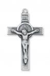 Sterling Silver St. Benedict Crucifix Necklace With 24 Inch Rhodium Plated Continuous Chain and Deluxe Gift Box