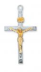 Sterling Silver Crucifix Necklace With 20 Inch Rhodium Plated Brass Chain and Deluxe Gift Box