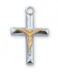 Sterling Silver Crucifix Necklace With 18 Inch Rhodium Plated Brass Chain and Deluxe Gift Box