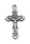 Sterling Silver Crucifix Necklace With 16 Inch Rhodium Plated Brass Chain and Deluxe Gift Box