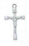 Sterling Silver Crucifix Necklace With 18 Inch Rhodium Plated Brass Chain and Deluxe Gift Box