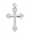 Sterling Silver Cross Necklace With 18 Inch Rhodium Plated Brass Chain and Deluxe Gift Box