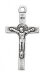 Sterling Benedict Crucifix Necklace With 18 Inch rhodium plated brass chain in deluxe gift box.