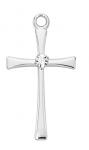 Sterling silver Cross Necklace With crystal on 18 Inch rhodium plated brass chain boxed