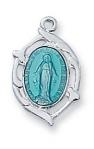 Sterling Silver Miraculous Medal Necklace With 16 Inch Rhodium Plated Brass Chain and Deluxe Gift Box