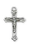 Sterling Silver Crucifix Necklace With 20 Inch Rhodium Plated Brass Chain and Deluxe Gift Box