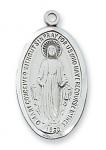 Sterling Silver Miraculous Medal Necklace With 18 Inch Rhodium Plated Brass Chain and Deluxe Gift Box