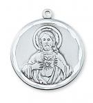 Sterling Silver Scapular Medal Necklace With 24 Inch Rhodium Plated Brass Chain and Deluxe Gift Box
