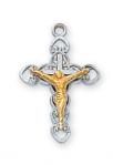 Sterling Silver Crucifix Necklace With 16 Inch Rhodium Plated Brass Chain and Deluxe Gift Box