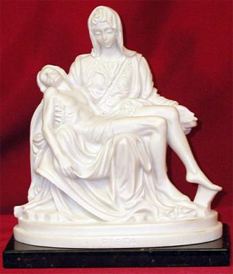 Pieta Statue - 6.75 Inch - Alabaster Statue on Marble Based