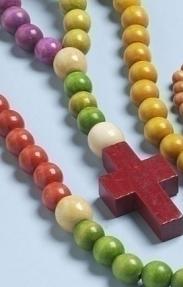 *** Discontinued **** Childrens' Wooden Rosary - Multi-colored Large Beads - 20.5 Inch