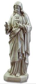 Sacred Heart of Jesus Outdoor Garden Church Statue - 52 Inch - Antique Stone Looking Fiberglass Resin