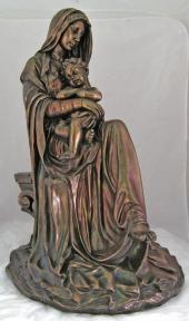 Madonna & Child Statue - 26 Inch - Lightly Hand-painted Cold-cast Bronze Resin - Veronese Collection