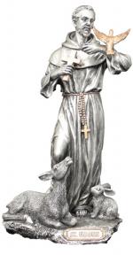 St. Francis With Animals Statue - 8.5 Inch - Pewter Style Finish - Veronese Collection