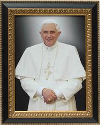Pope Benedict Framed Print - 12.25 x 14.5 Inch Gold & Black Frame