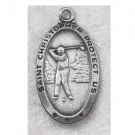 Golf Medals - St Christopher - Made of Pewter - 1 Inch with 24 Inch Chain
