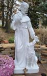 St. Francis With Dog Outdoor Garden Church Statue - 60 Inch - White Hand-painted Polymer Resin