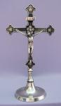 Standing Altar Crucifix - 11.5 Inch - Silver-plated Brass - Made in Italy