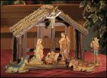 Nativity Set With Wood Stable by DiGiovanni - 7 Piece - 6 Inch Figures