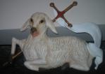 Lamb of God Statue - 17 Inch - With Cross - Hand-painted Polymer Resin 