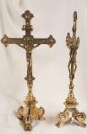 Double-sided Standing Altar Crucifix - 13 Inch - Shiny Brass - Made in Italy
