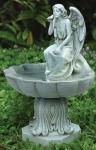 Angel Bird Bath Outdoor Garden Statue - 19.25 Inch - Resin Stone Mix