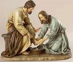 Jesus Washing Disciples Feet Statue - 6.5 Inch - Made of Stone Resin 