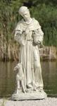 St. Francis With Deer Outdoor Garden Statue - 18 Inch - Stone Resin Mix