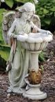 Angel Solar Outdoor Garden Bird Bath Statue - 23 Inch - Resin Stone Mix