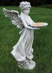 Angel Birdfeeder Outdoor Garden Statue - 18 Inch - Resin / Stone Mix