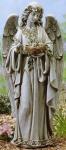 Angel Bird Feeder Outdoor Garden Statue - 24 Inch - Resin Stone Mix