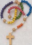 Childrens Wooden Rosary - Multi-colored Small Beads