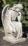 Kneeling Angel Outdoor Garden Memorial Statue - 17.75 Inch - Resin Stone Mix