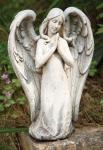 Kneeling Angel Outdoor Garden Statue - 10 Inch - Resin Stone Mix