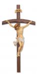 Wall Crucifix - 16 Inch - Walnut Bent Log With Italian Made Corpus