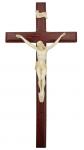 Wall Crucifix - 10 Inch - Cherry Stained Wood with Alabaster Corpus