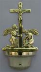 Crucifixion With Angels Font - 12 1/4 Inch - Shiny Brass