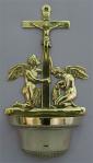 Crucifixion With Angels Font - 12 1/4 Inch - Shiny Brass