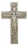 Holy Trinity Outdoor Garden Crucifix Plaque - 12 Inch - Stone Resin