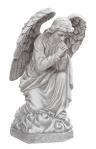 Kneeling Praying Angel Outdoor Garden Statue - 26 Inch - Antique Stone Looking Resin