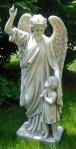 Guardian Angel With Child Outdoor Garden Statue - 34 Inch - Faux Stone Looking Resin