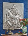 Pieta Sculptural Wall Frieze - 26 Inch - Antique Stone Looking Resin