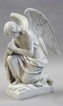 Kneeling Praying Angel Outdoor Statue - 28 Inch - Antique Stone Fiberglass
