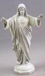 Sacred Heart of Jesus Statue - Raised Arms Blessing - 37 Inch - Indoor / Outodoor - Antique Stone Look - Made of Fiberglass