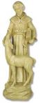 St. Francis of Assisi With Deer Garden Statue - 20 Inch - Outdoor - Fiberglass - Mossy Green Look