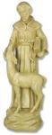 St. Francis of Assisi With Deer Garden Statue - 20 Inch - Outdoor - Fiberglass - Mossy Green Look