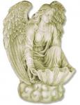 Angel Outdoor Garden Font Statue - 34 Inch - Antique Stone Looking Fiberglass