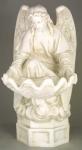 Angel Holy Water Outdoor Garden Church Statue Font - 32 Inch - Antique Stone Looking Fiberglass