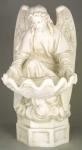 Angel Holy Water Outdoor Garden Church Statue Font - 32 Inch - Antique Stone Looking Fiberglass